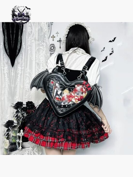 Large Heart Shaped Bat Wing Backpack with Clear Window Display Panel main image 5